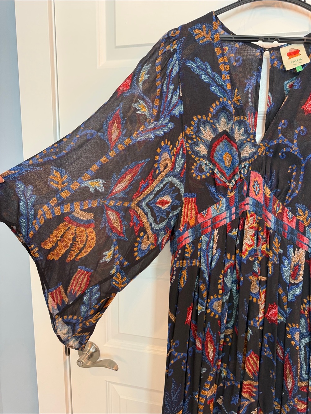FARM Rio Black Maxi Dress with Multicolor Paisley Print - Picture 7 of 11